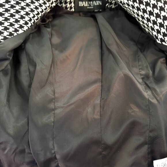 Balmain Classic Print Tweed Houndstooth B&W Doublebreasted Blazer Sz 36 - Picture 9 of 9
